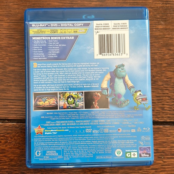Blu-Ray Collections of Disney Pixar Monsters Inc and Monsters University - Picture 8 of 10